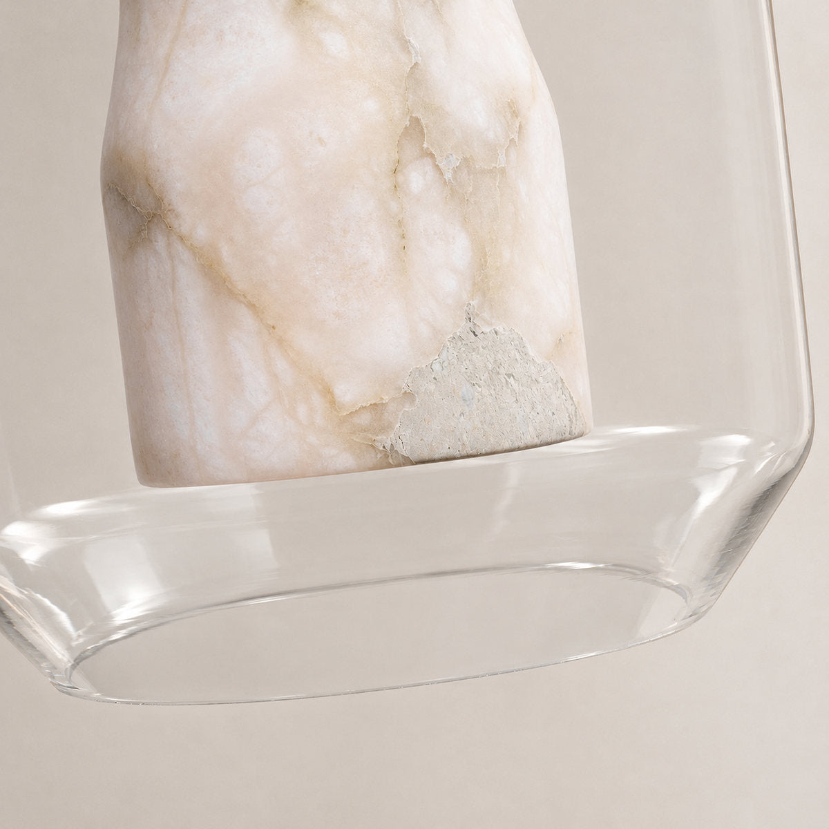 Cylinder Pendant Light in Alabaster and Glass