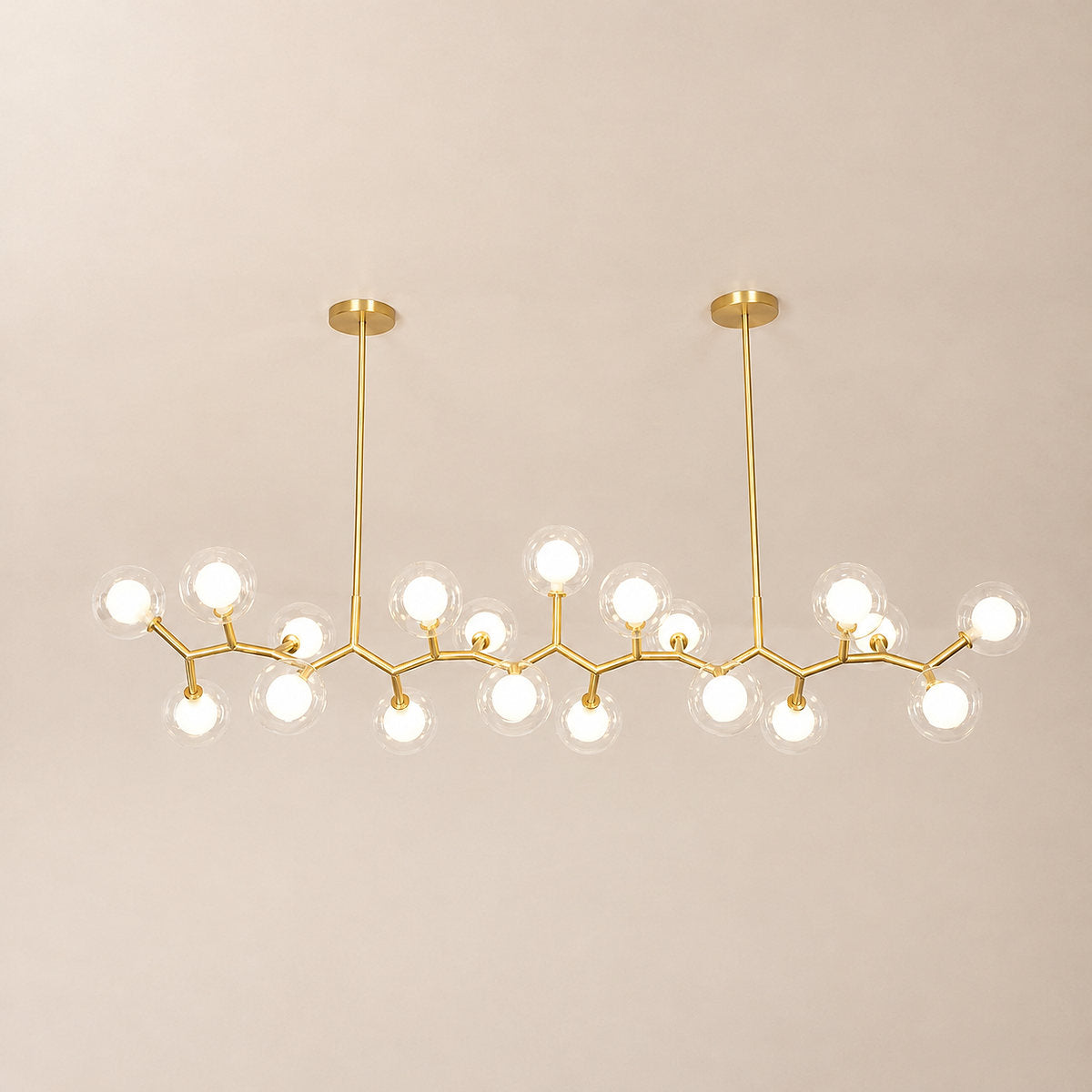 Golden Branch Glass Globe Chandelier