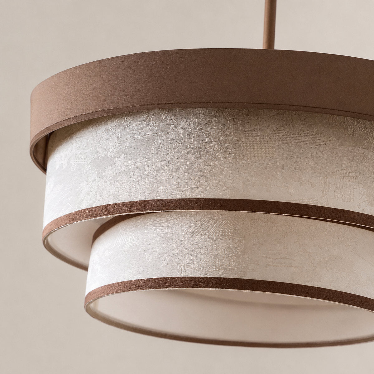 Sculptural Triple-Tiered Fabric Ring Pendant Lamp