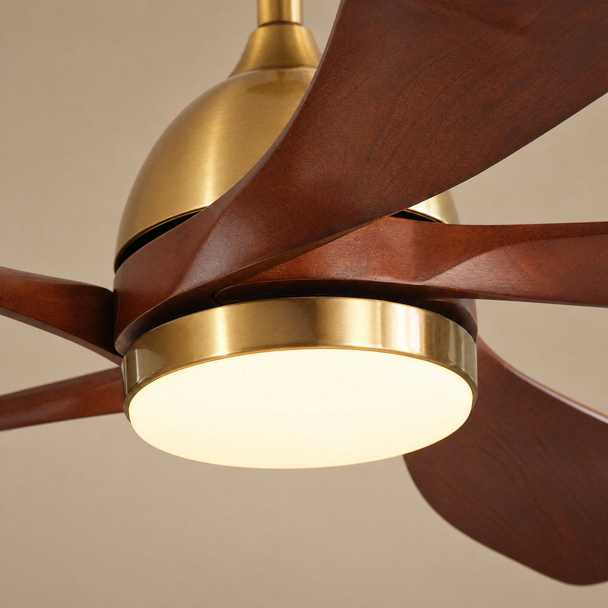 52-Inch Dimmable LED Wood Ceiling Fan