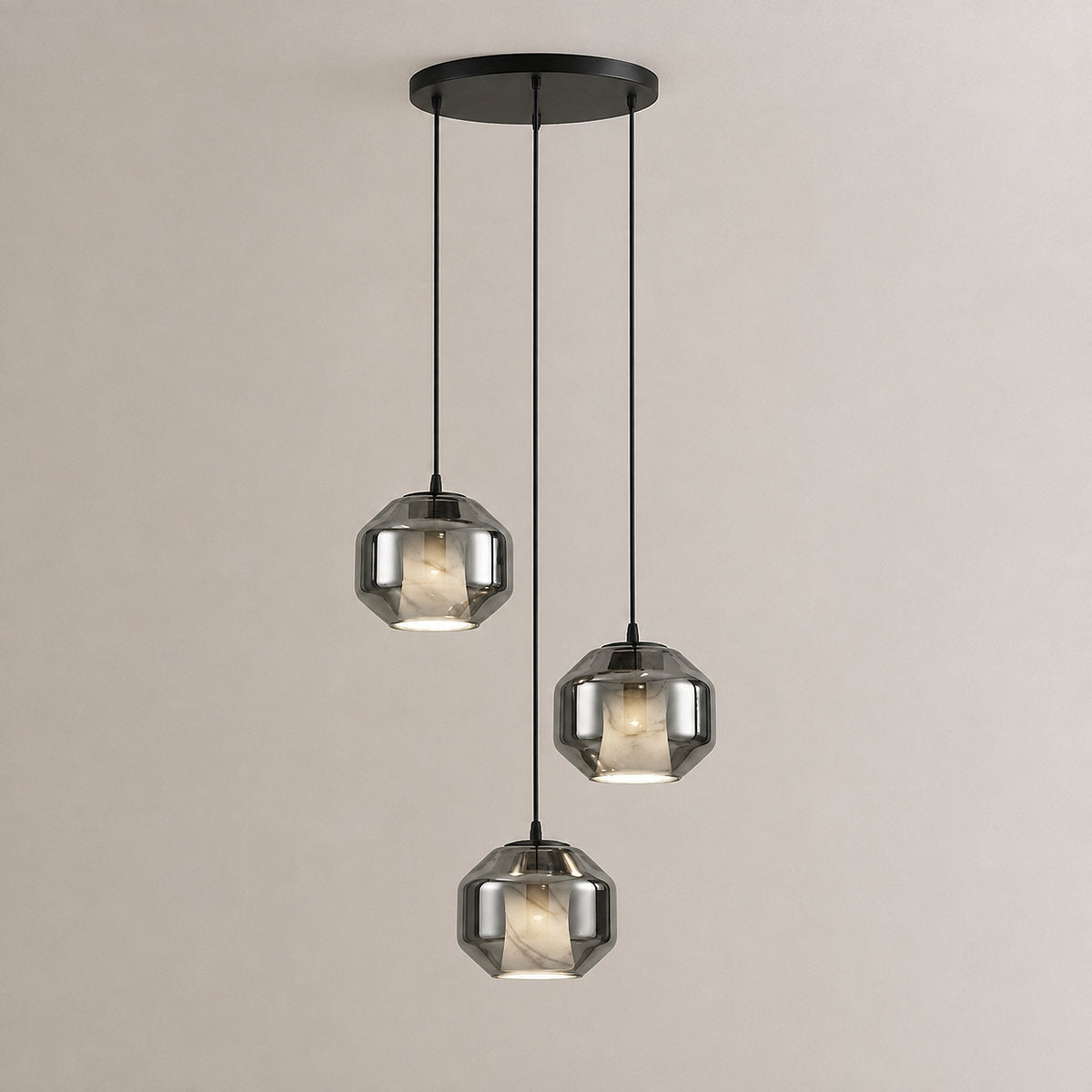 Cylinder Pendant Light in Alabaster and Glass