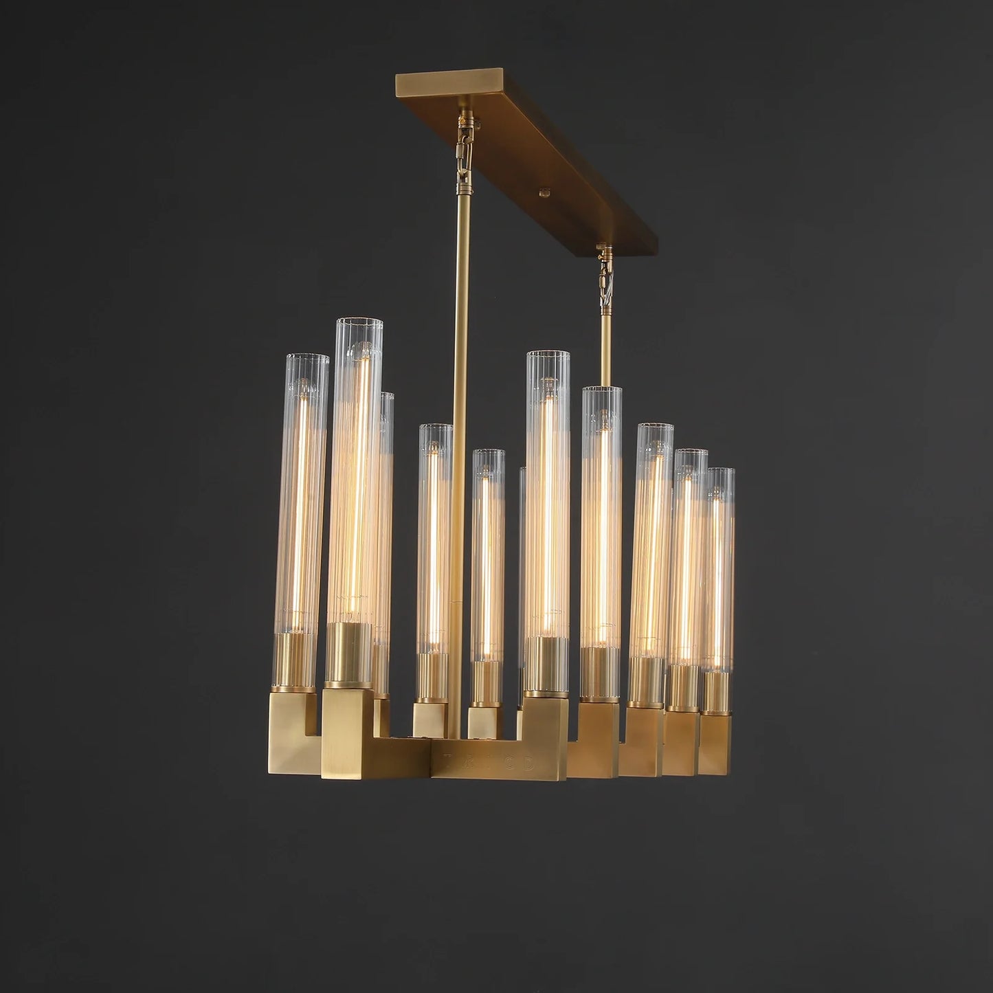 Cannel Glass Linear Chandelier 55"67"
