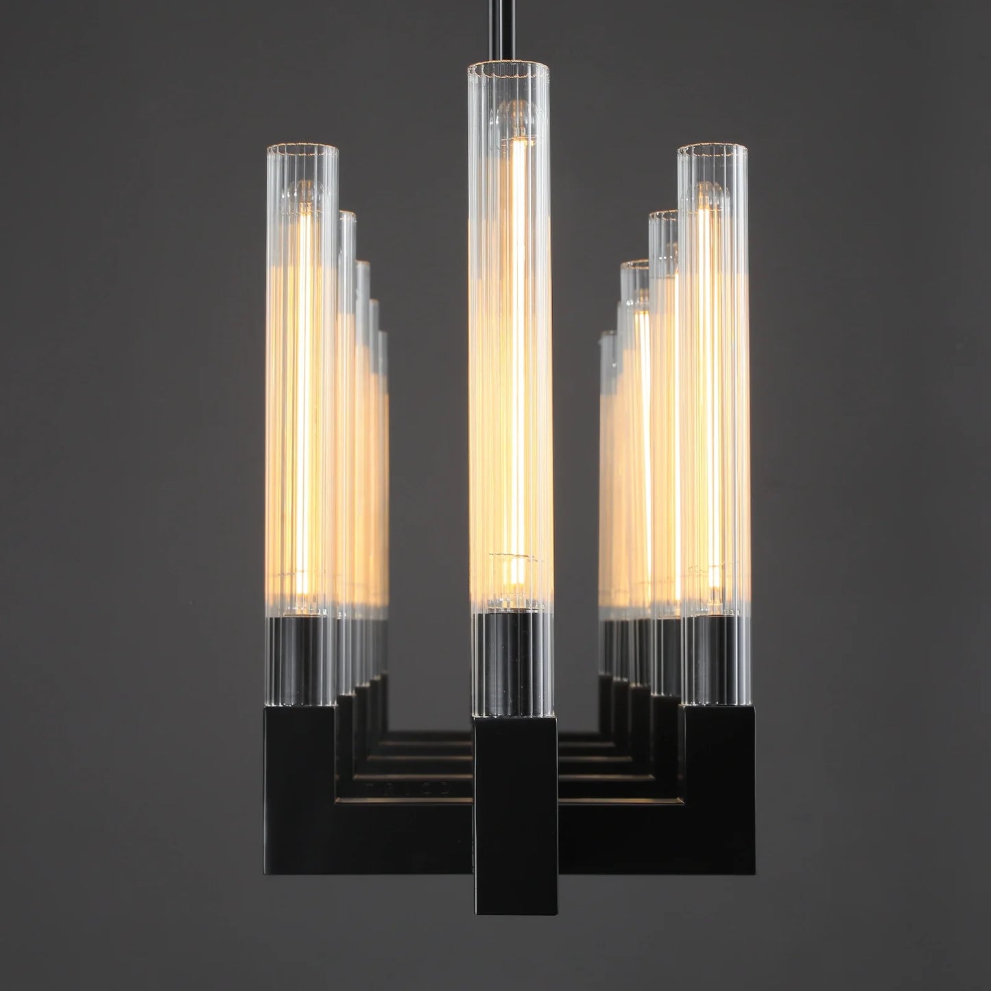 Cannel Glass Linear Chandelier 55"67"