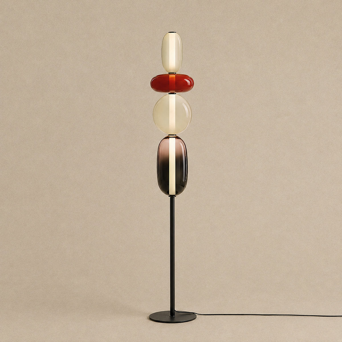Artisan Hand-Blown Glass Stacked Floor Lamp