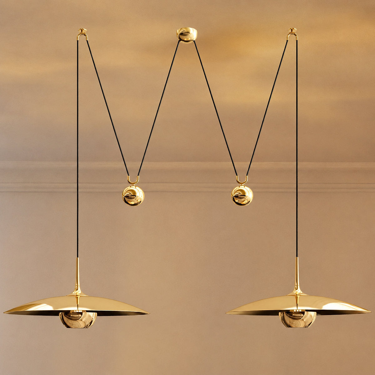 Adjustable Metal Counterweight Pendant Light for Dining Room & Living Room