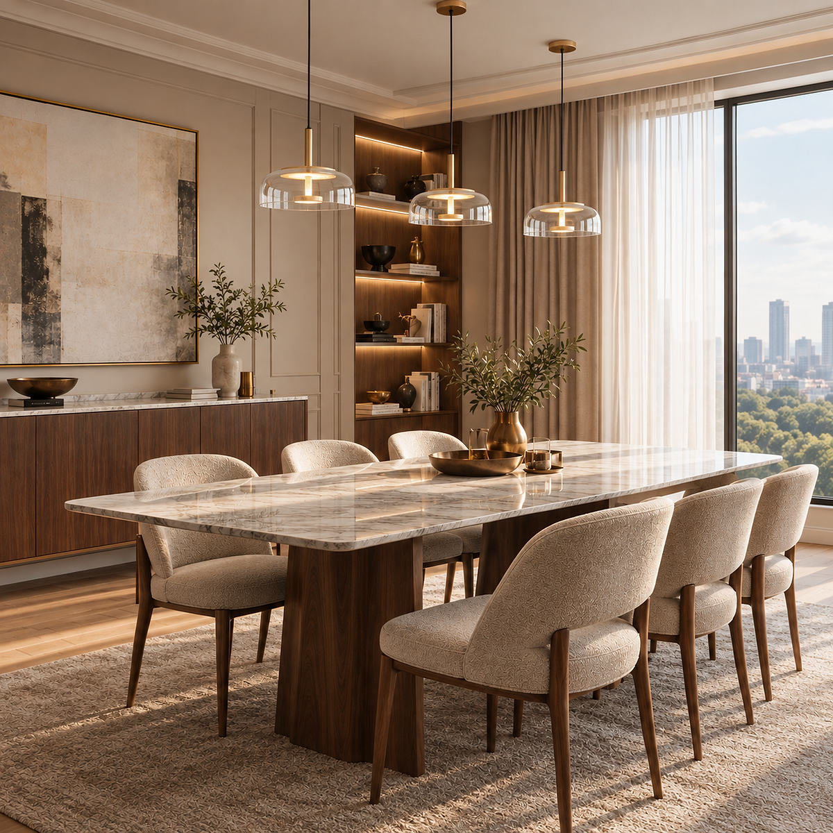 Tricolordeer Nordic Modern Round Brass Glass Pendant Light