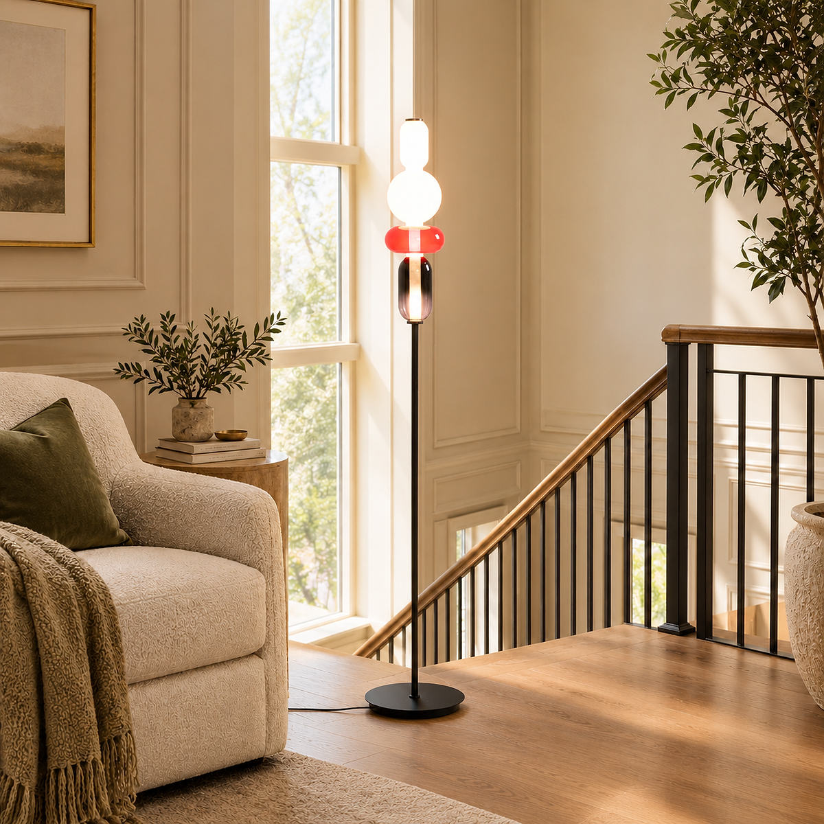 Artisan Hand-Blown Glass Stacked Floor Lamp