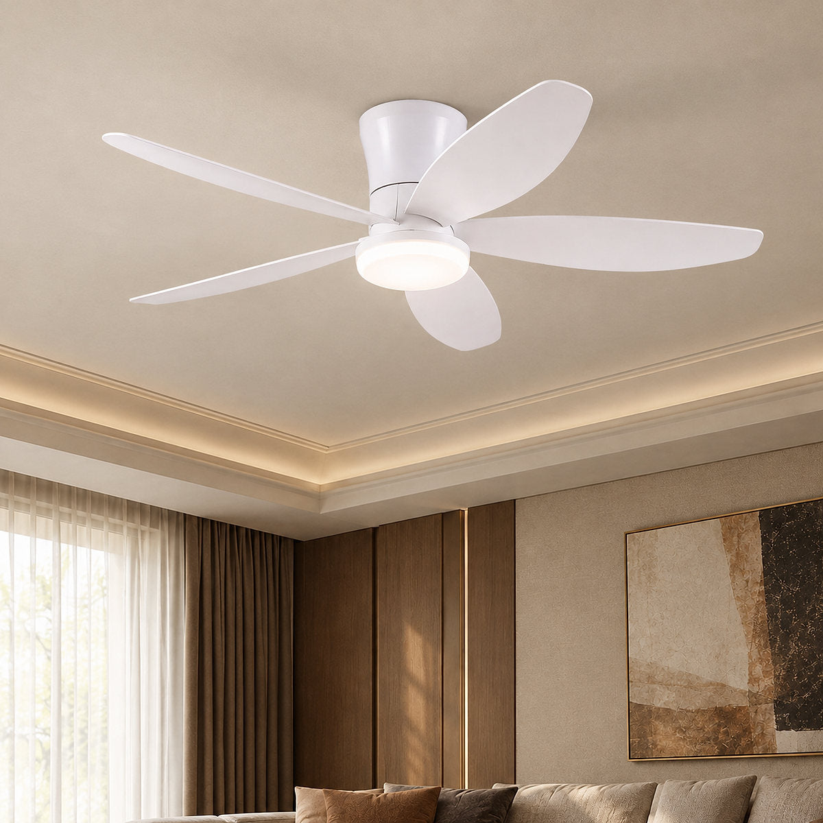 Modern LED Disc Light Flush Mount Ceiling Fan