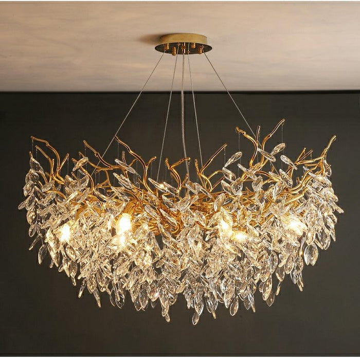 Albero Modern French-Style Branch Crystal Chandelier with Crystal Leaf