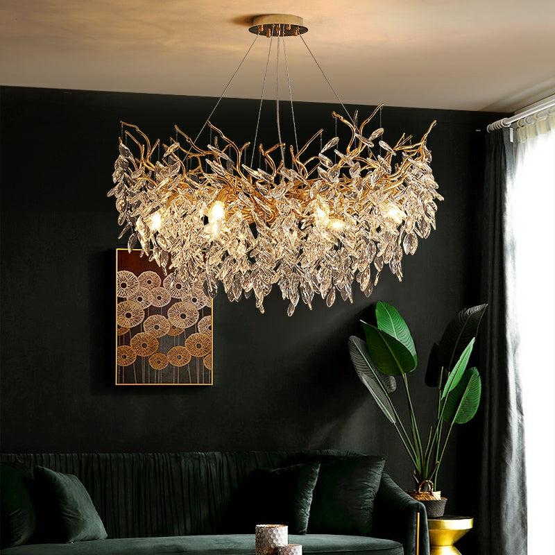 Albero Modern French-Style Branch Crystal Chandelier with Crystal Leaf