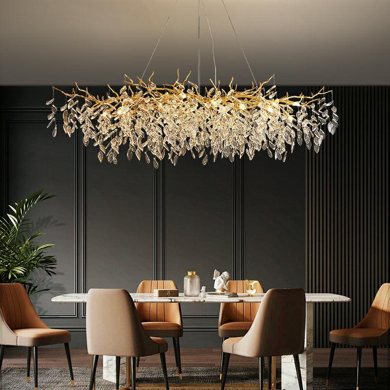 Albero Modern French-Style Branch Crystal Chandelier with Crystal Leaf