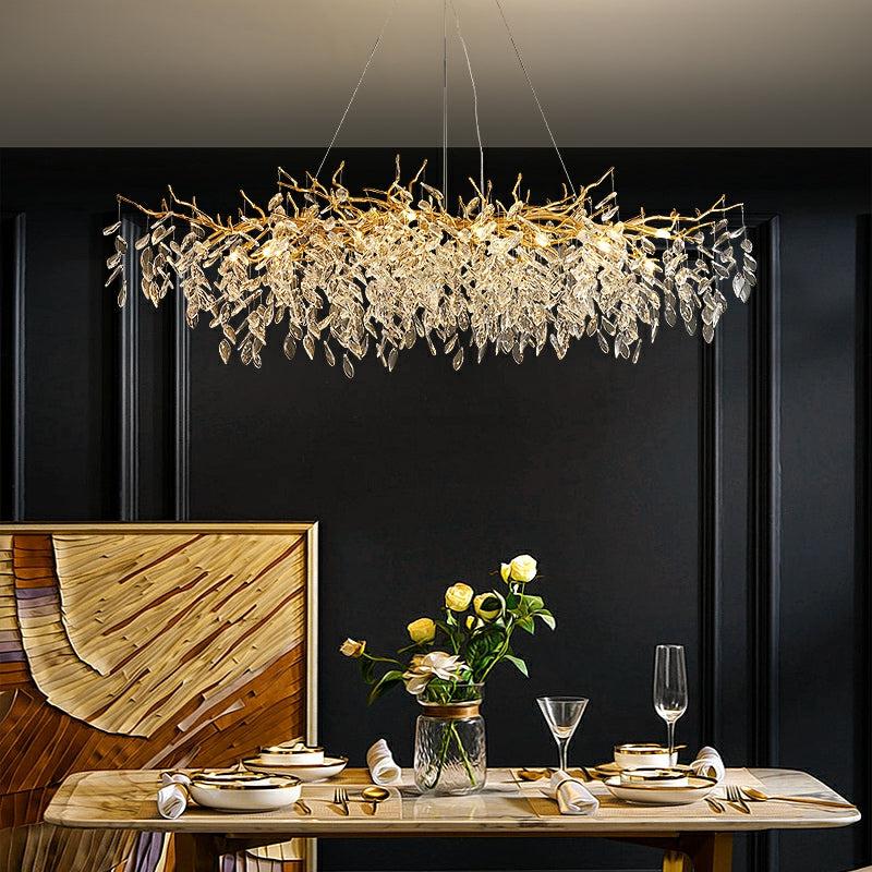 Albero Modern French-Style Branch Crystal Chandelier with Crystal Leaf