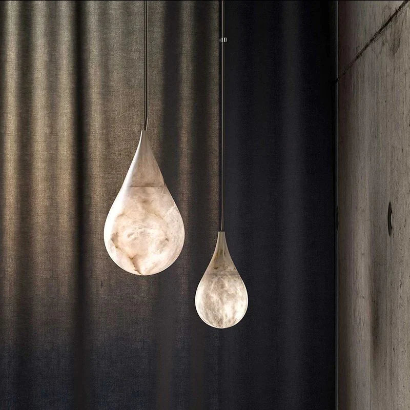 Theseus Alabaster Teardrop Pendant Light 7"D – Tricolordeer
