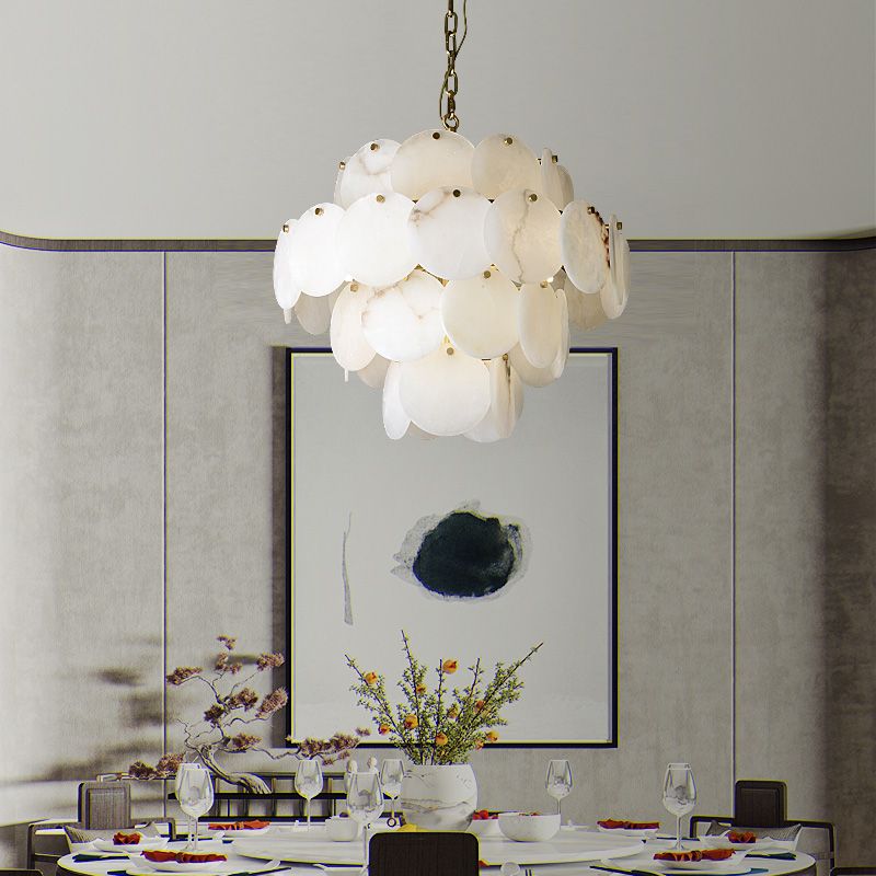 Alabaster Magnolia Multi-tiered Round Chandelier Lighting