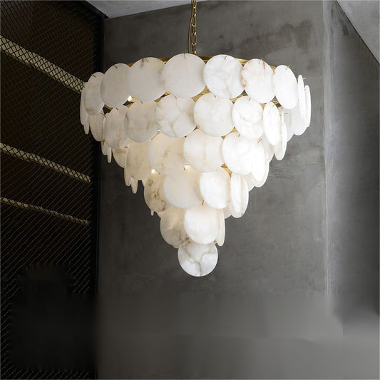 Alabaster Magnolia Multi-tiered Round Chandelier Lighting