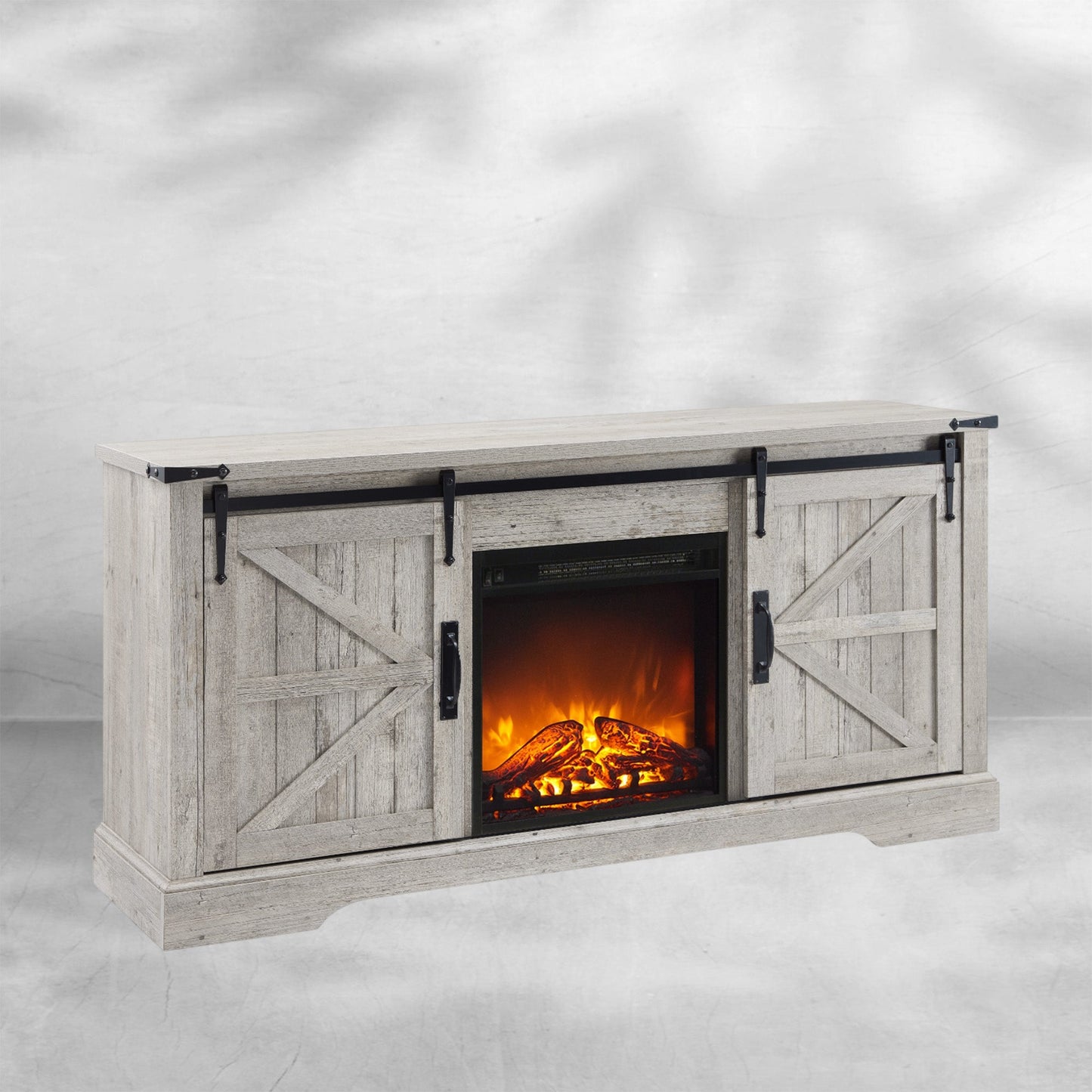 Farmhouse TV Stand with Fireplace for TVs Up To 65 Inch