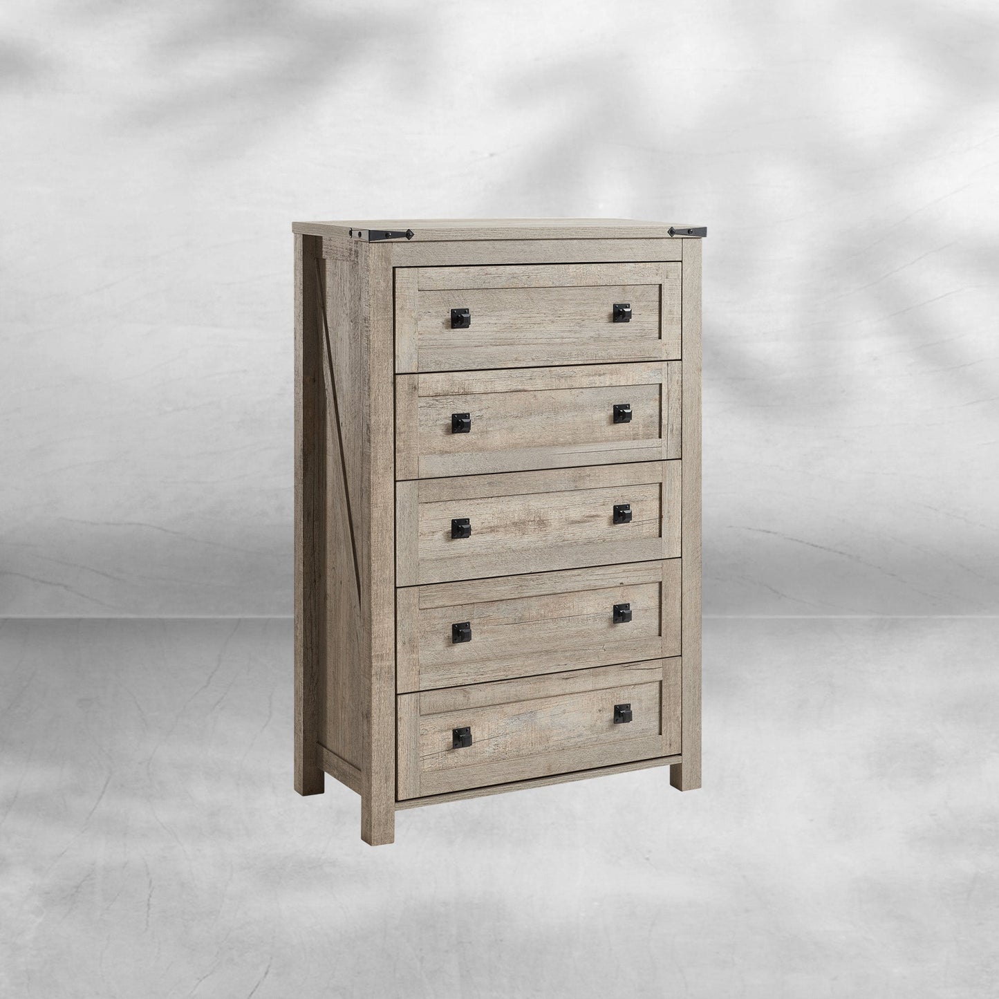 Farmhouse 5 Drawer Dresser - Rustic Wood Chest