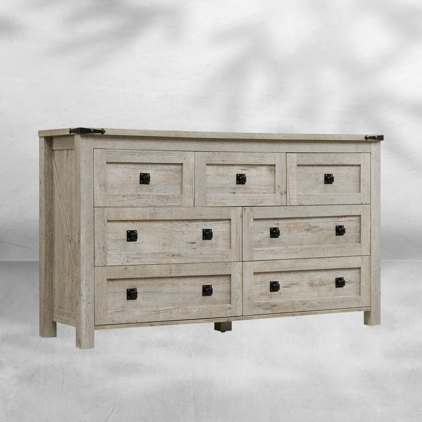 Farmhouse Antique White 7-Drawer Dresser, TV Stand, Organizer