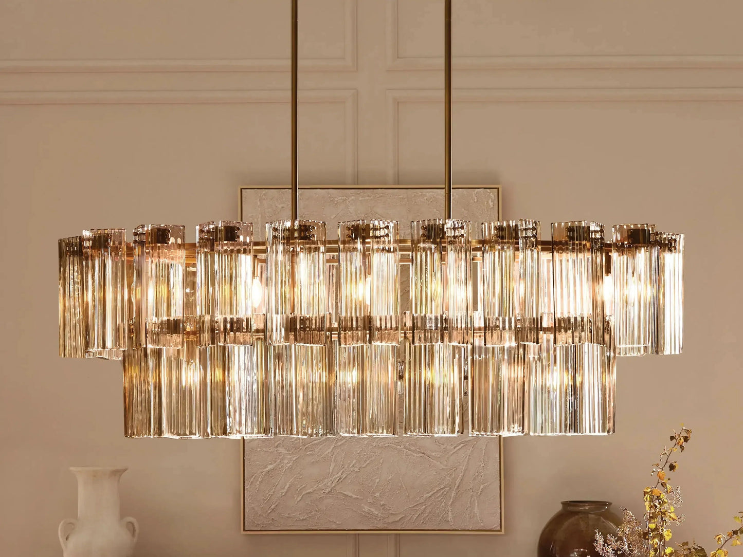 Delsie Oval Art Glass Chandelier