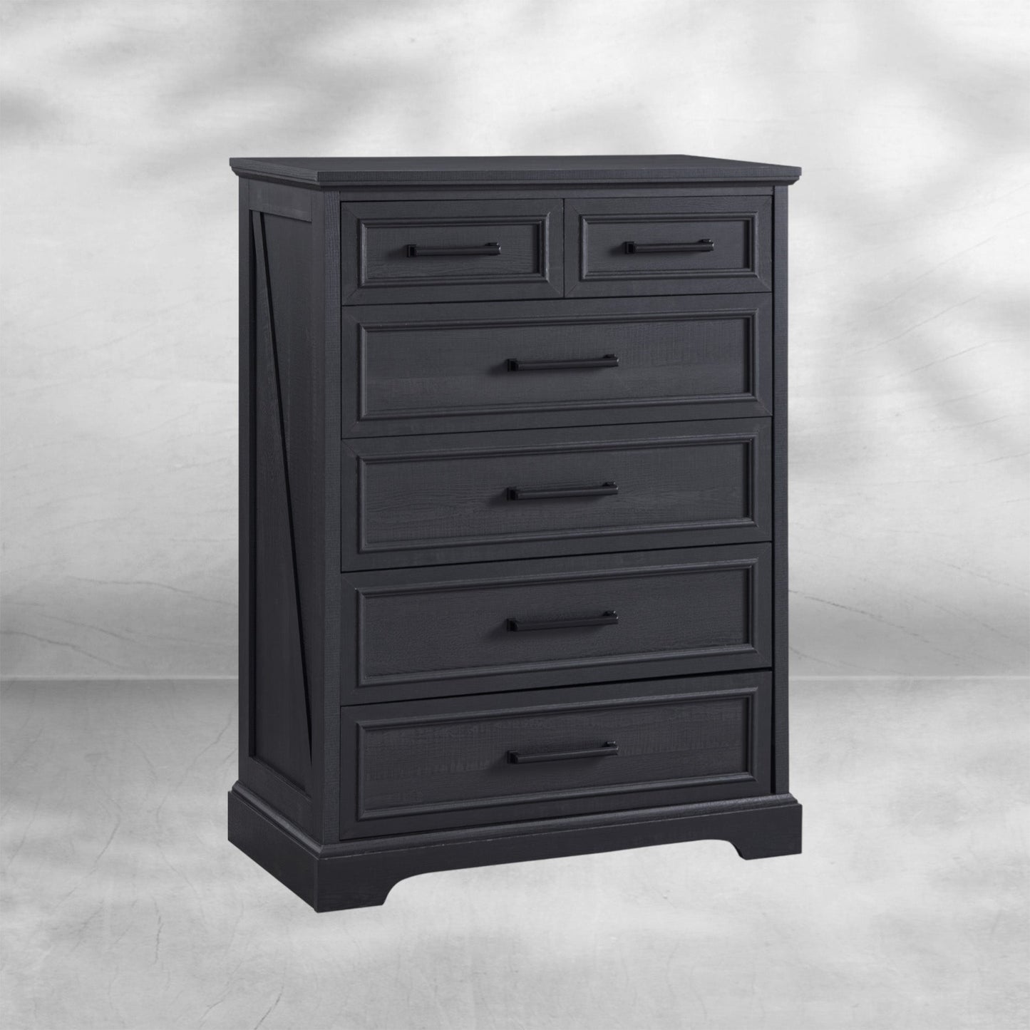 Farmhouse 6-Drawer Black Dresser, Wood Organizer for Bedroom, Living Room 32''
