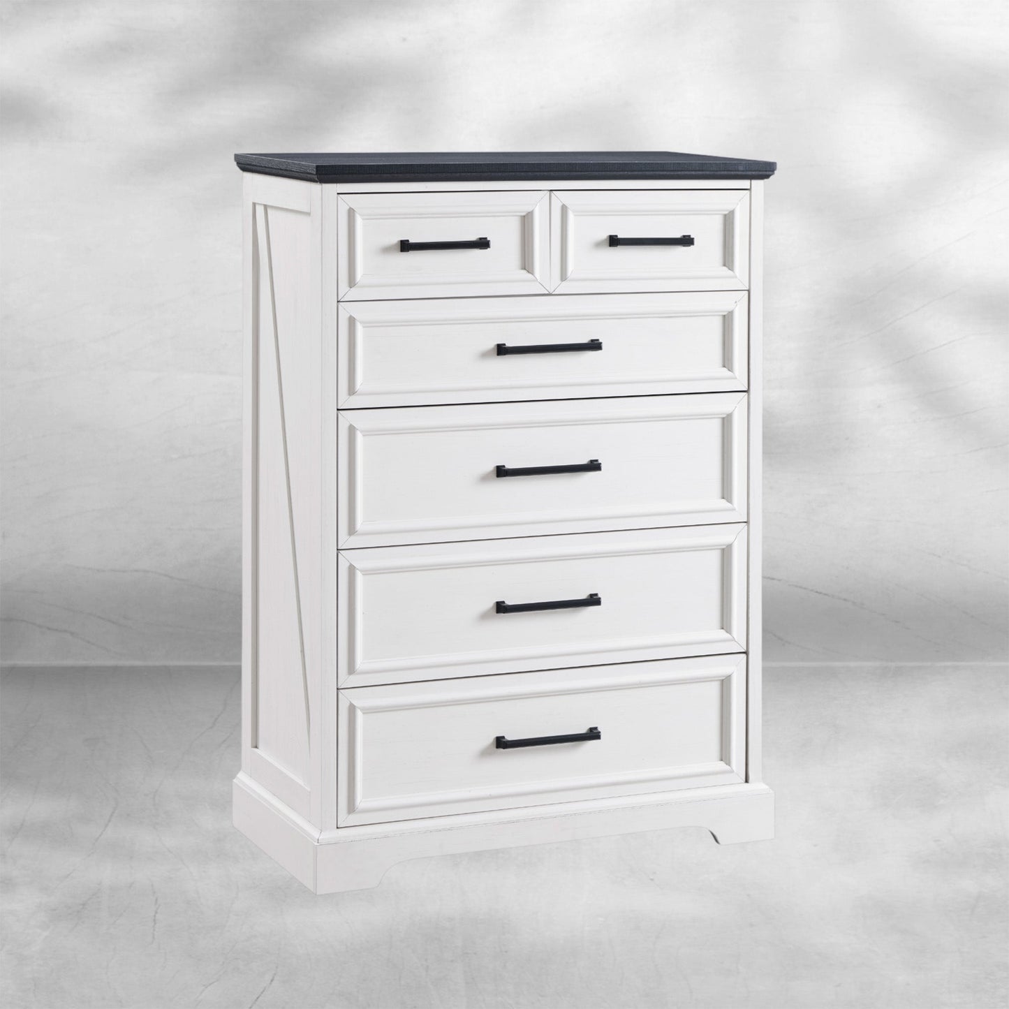Farmhouse 6-Drawer Black Dresser, Wood Organizer for Bedroom, Living Room 32''