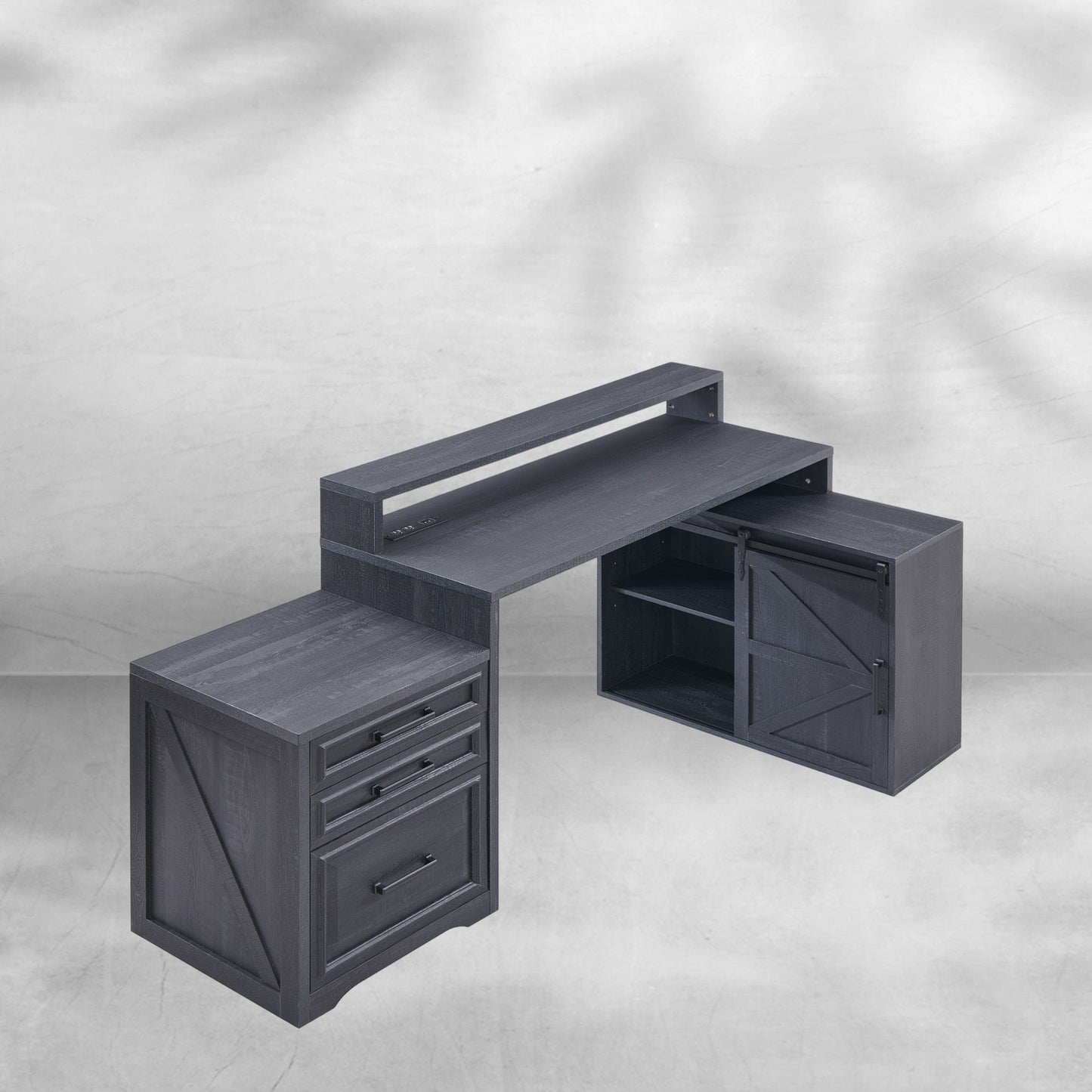 67 Inch Modern Farmhouse Computer Desk with File Cabinet