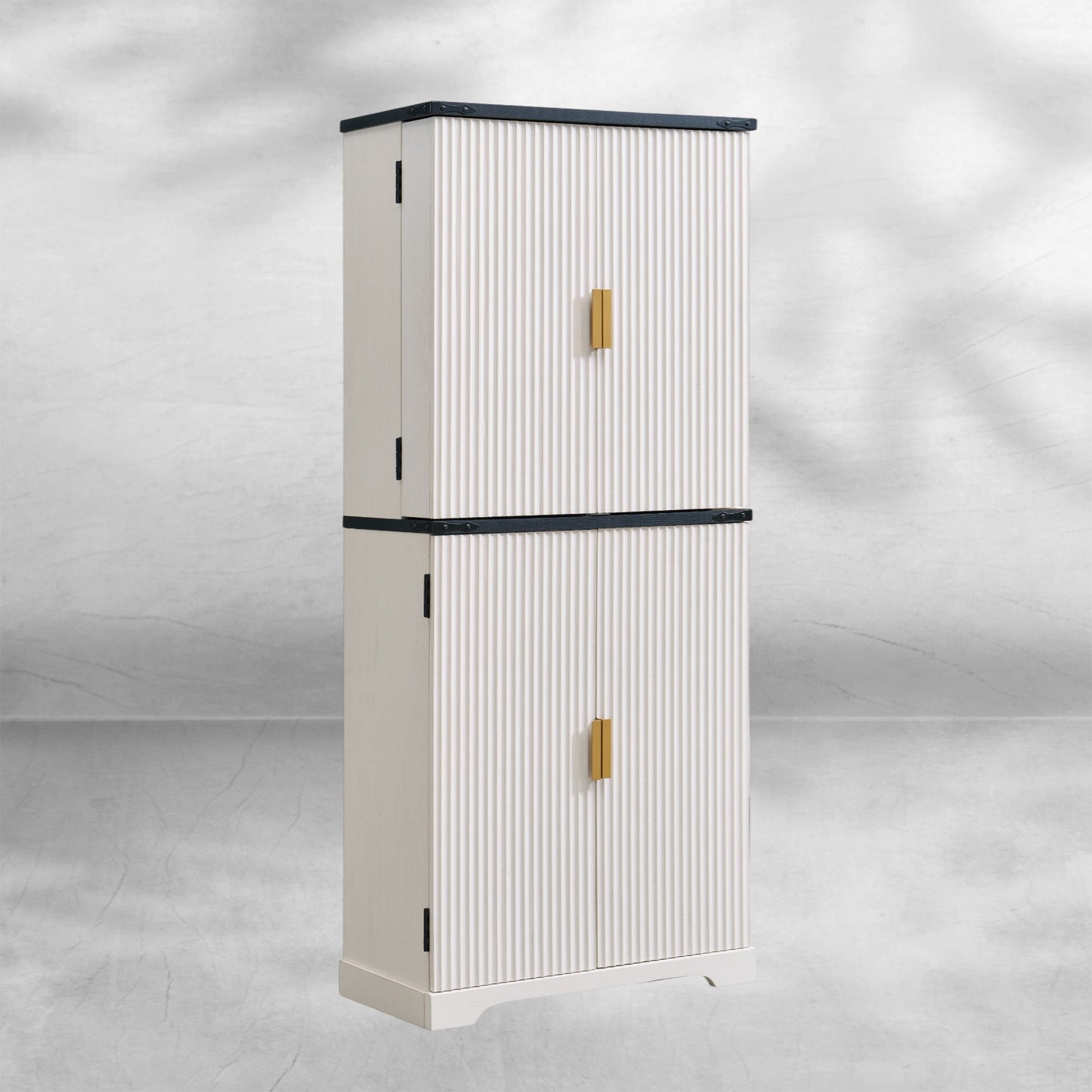 72" Fluted Pantry Cabinet | 4 Doors & Shelves