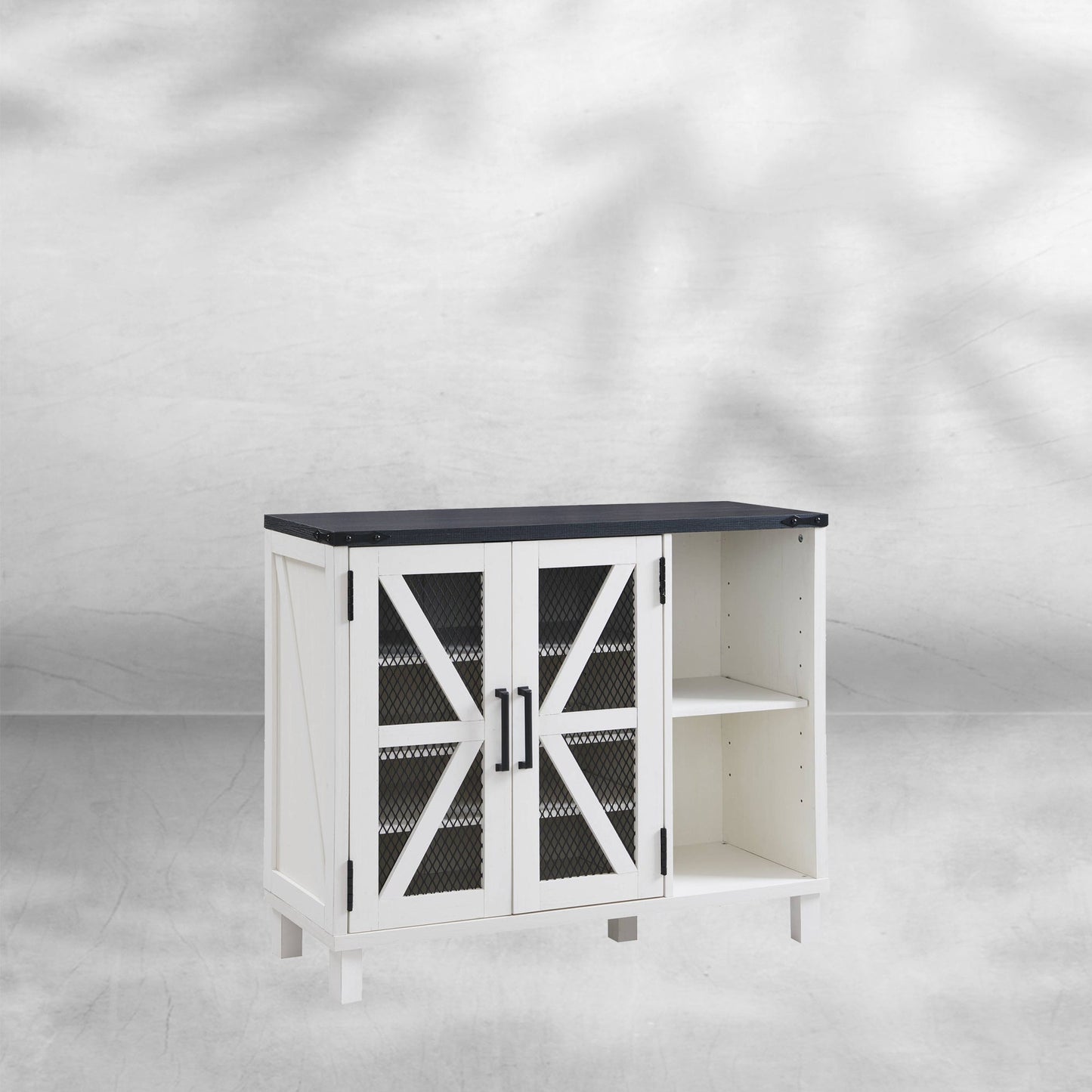 38" Wide Farmhouse Shoe Cabinet with Mesh Doors and Shelves