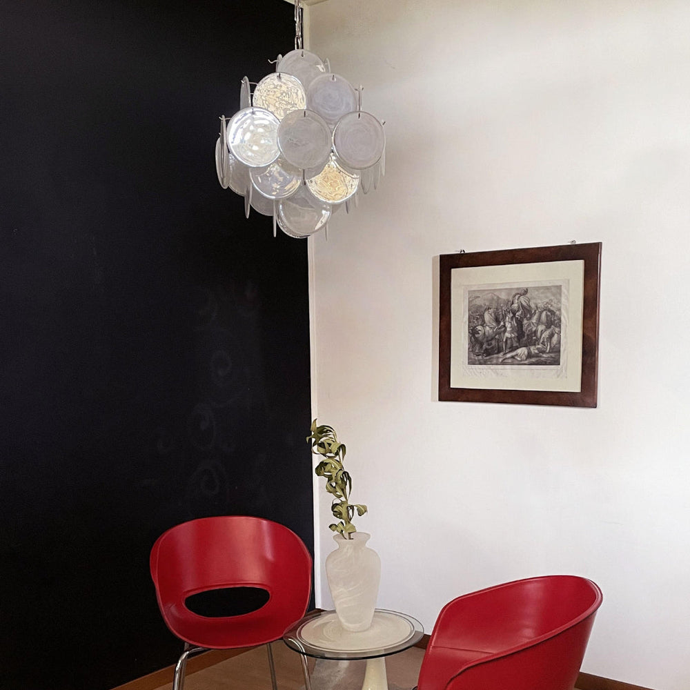 Murano-Style Chandelier 36 White Disks