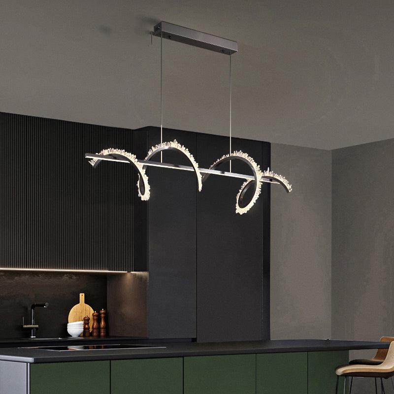 TD Rock Spiral Linear Crystal Chandelier