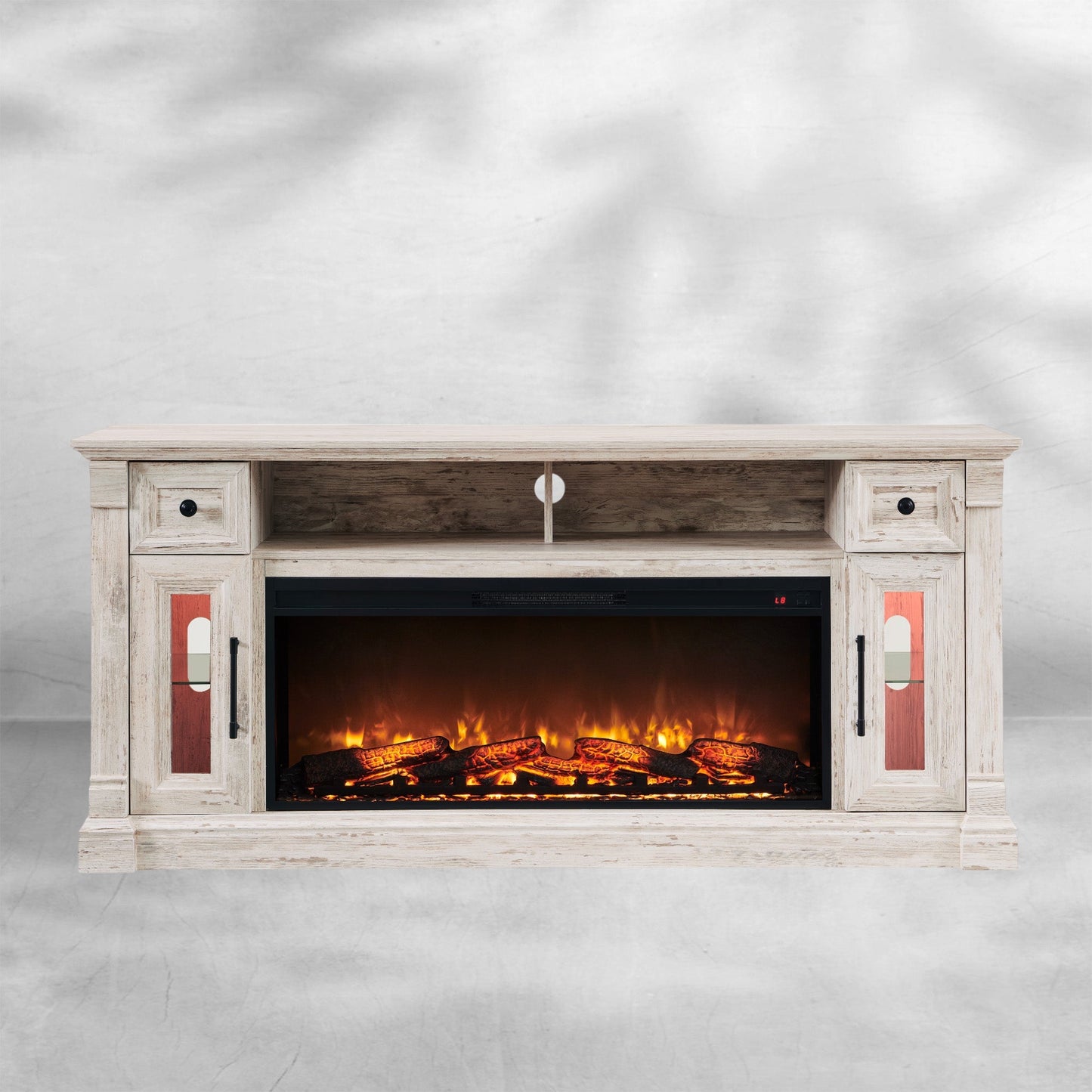 Farmhouse Fireplace TV Stand for 80 Inch TVs