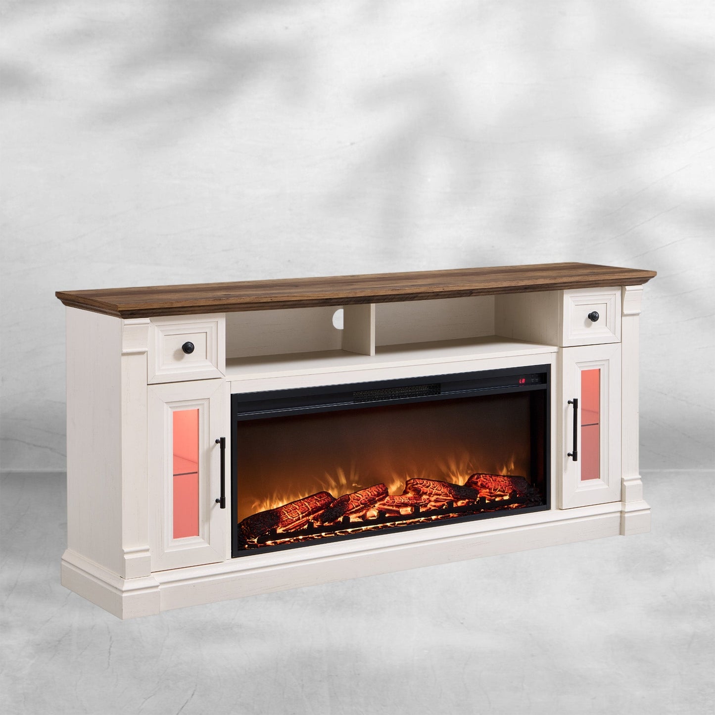 Farmhouse Fireplace TV Stand for 80 Inch TVs
