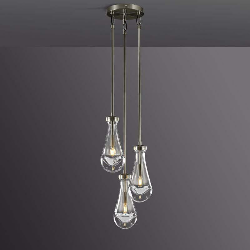 Soltaire Raindrop Round Chandelier 3-Light 8"