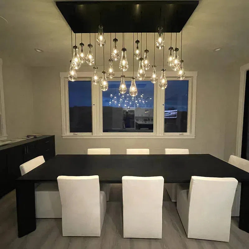 Soltaire Raindrop Glass Linear Chandelier 72"