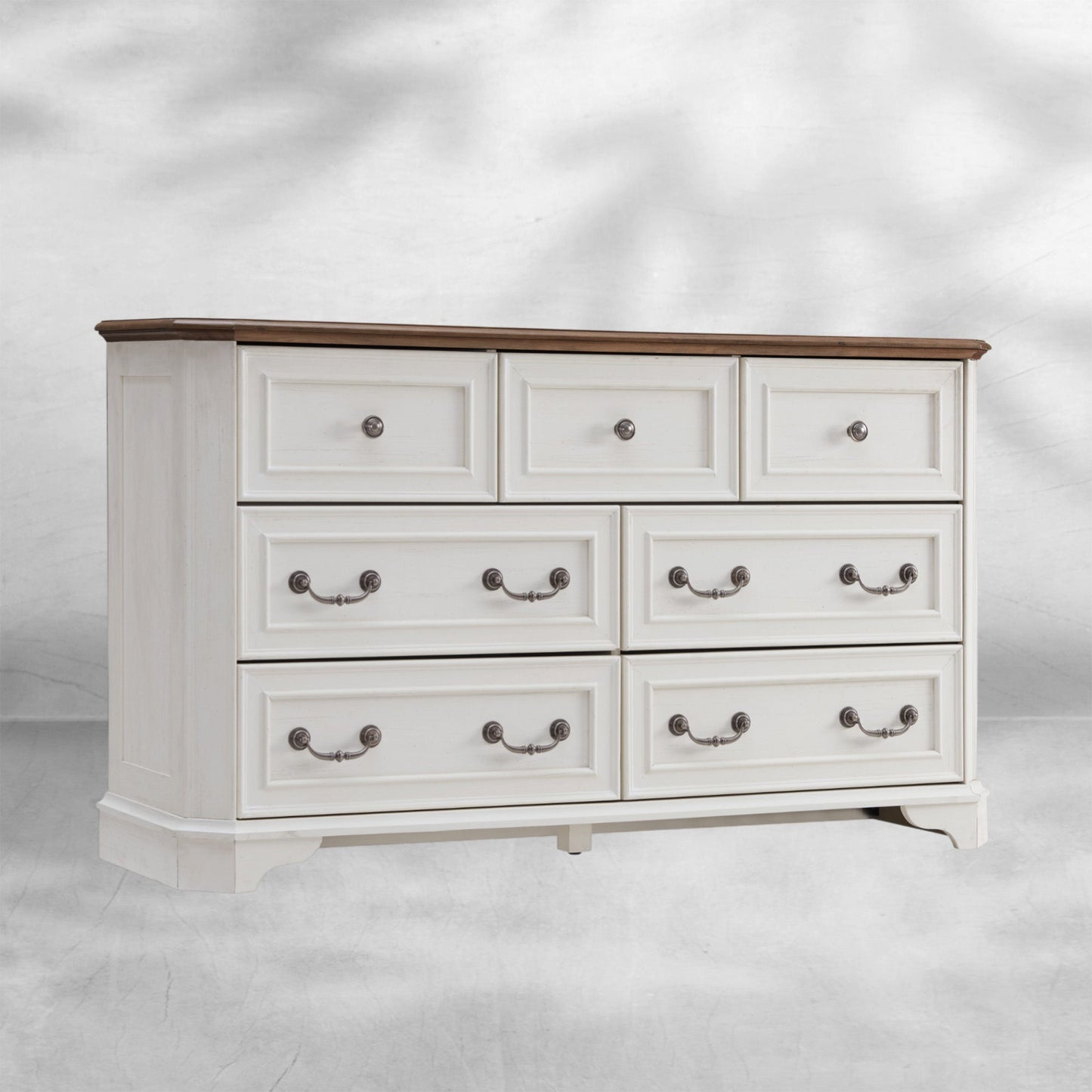 Farmhouse 7 Drawer Dresser Wide Wood Rustic Chest Organizer