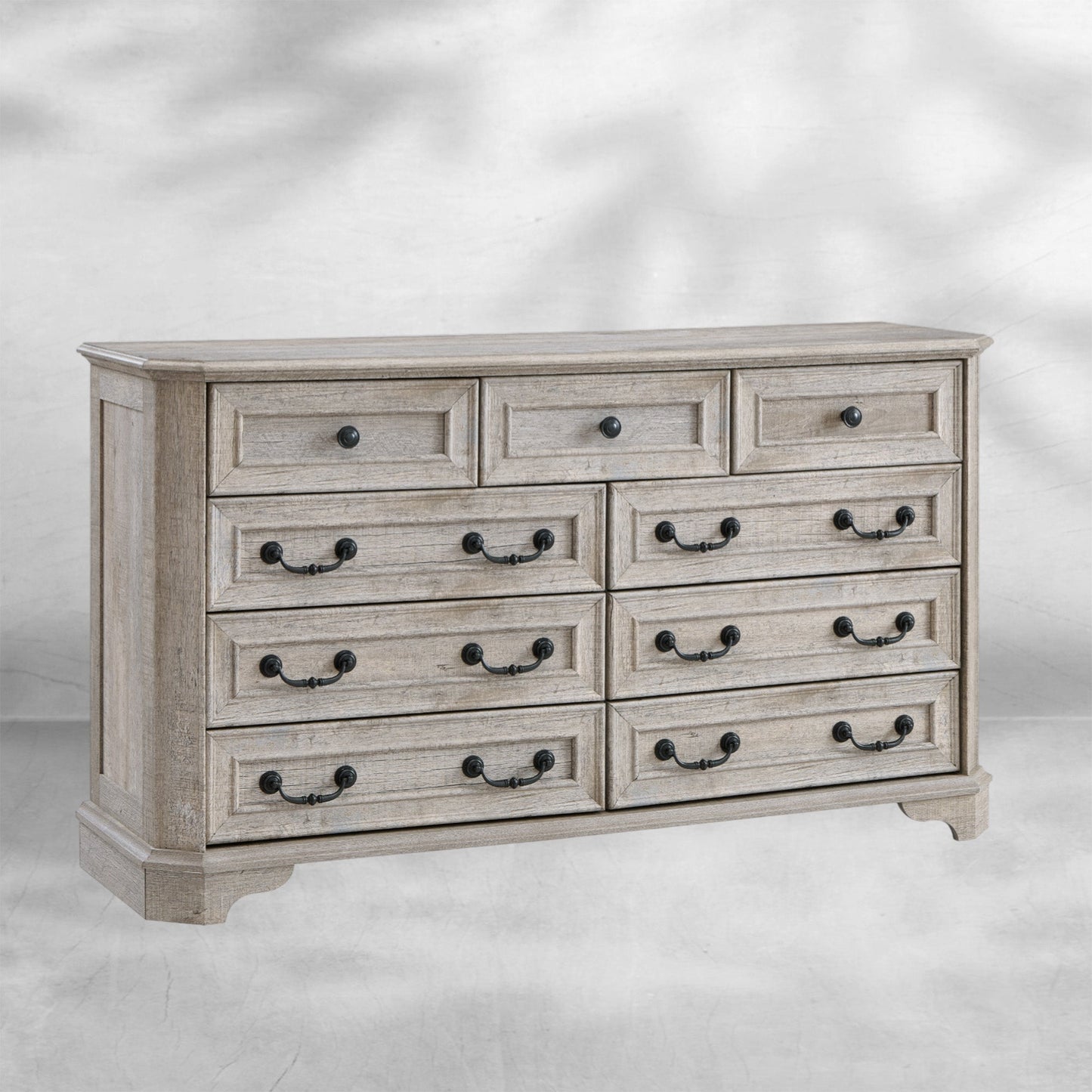 Farmhouse 7 Drawer Dresser Wide Wood Rustic Chest Organizer