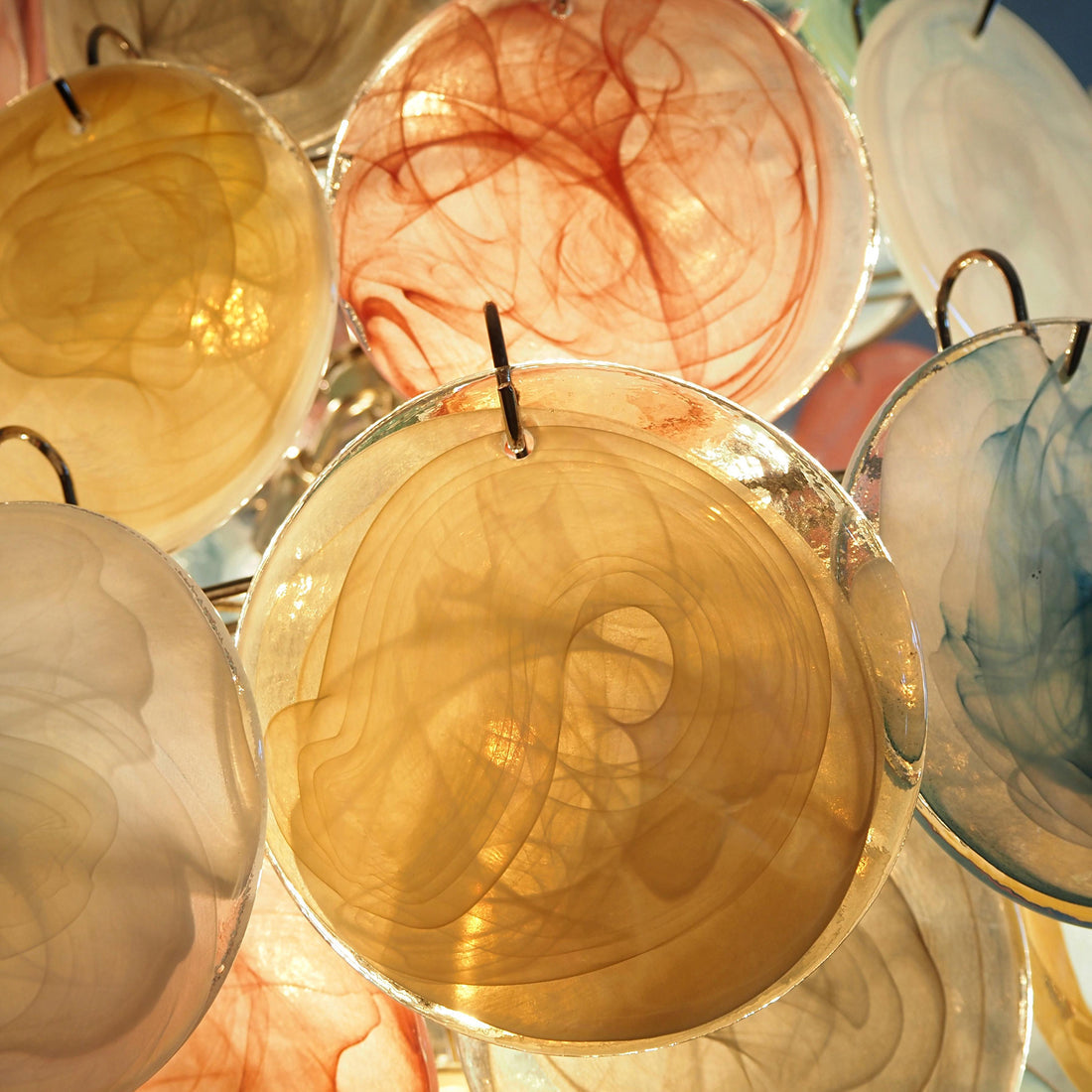 Vintage Murano Disks Chandelier 29.5"