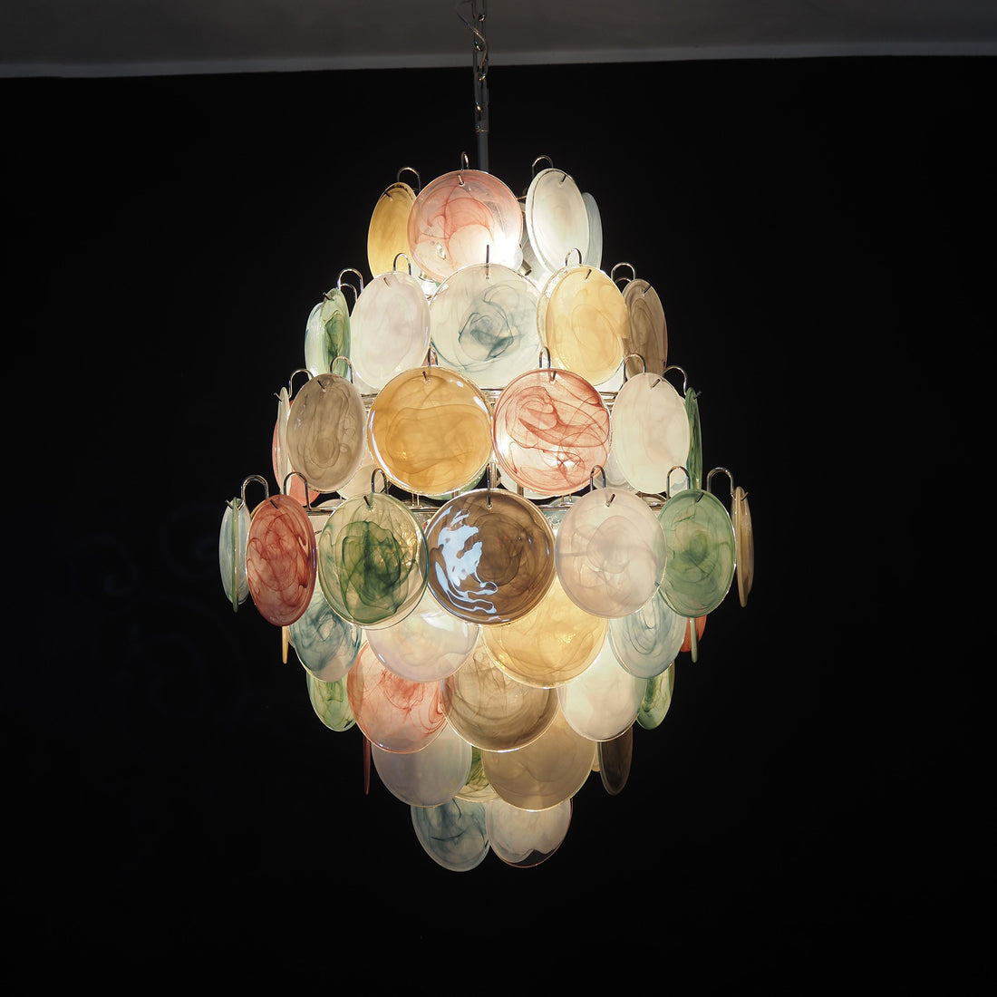 Vintage Murano Disks Chandelier 29.5"