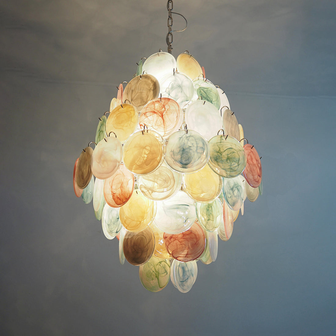 Vintage Murano Disks Chandelier 29.5"