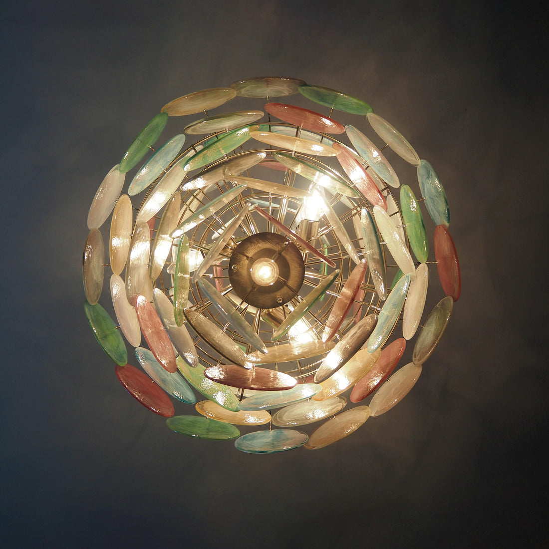 Vintage Murano Disks Chandelier 29.5"