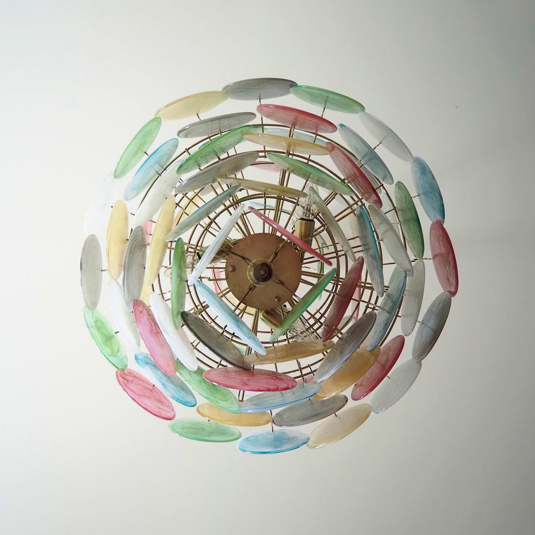 Vintage Murano Disks Chandelier 29.5"