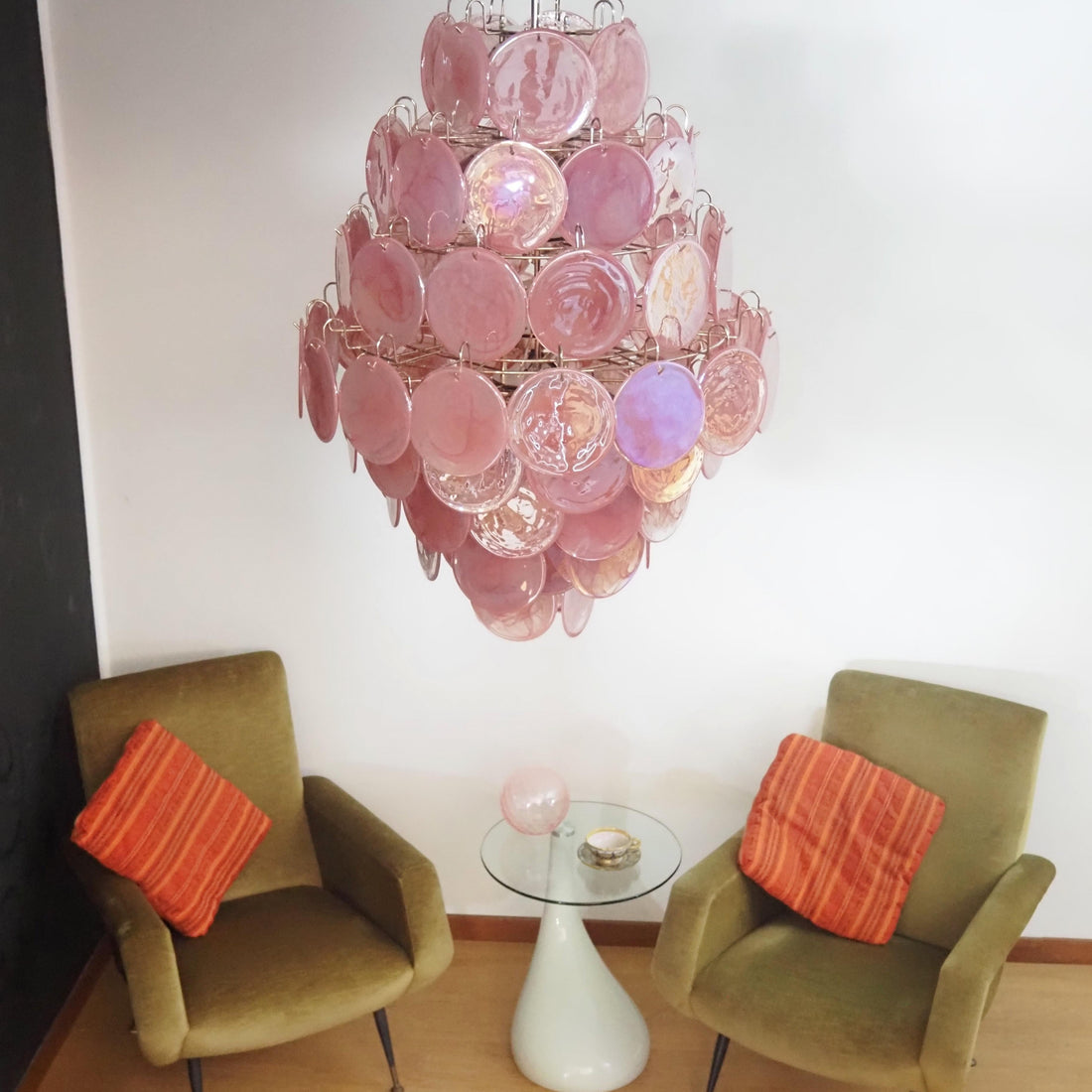 Vintage Murano Disks Chandelier 29.5"