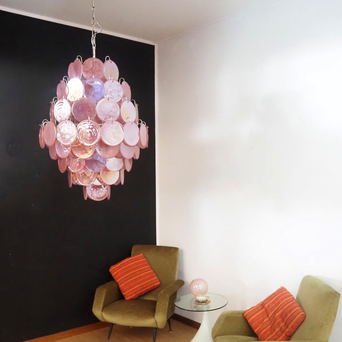Vintage Murano Disks Chandelier 29.5"