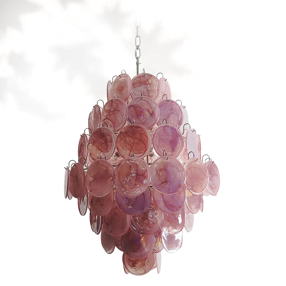 Vintage Murano Disks Chandelier 29.5"