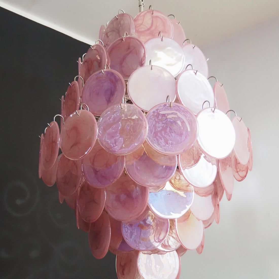 Vintage Murano Disks Chandelier 29.5"