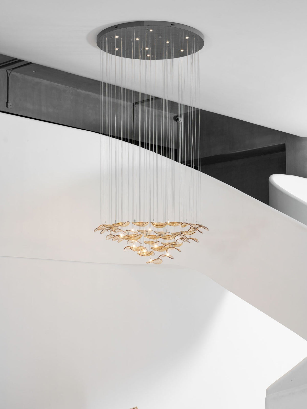 Galaxy Wave Floating Leaf Crystal Spiral Chandelier