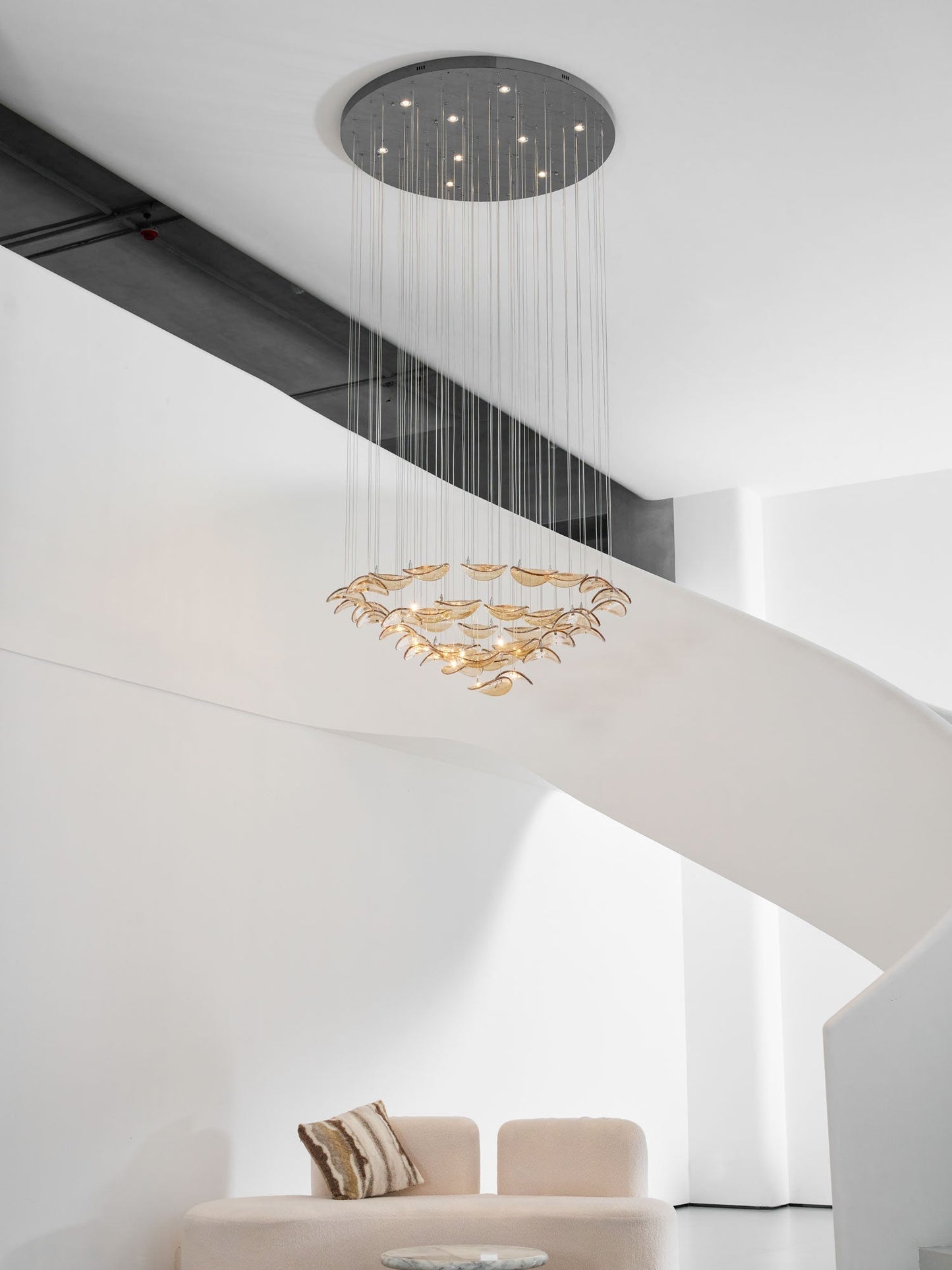 Galaxy Wave Floating Leaf Crystal Spiral Chandelier