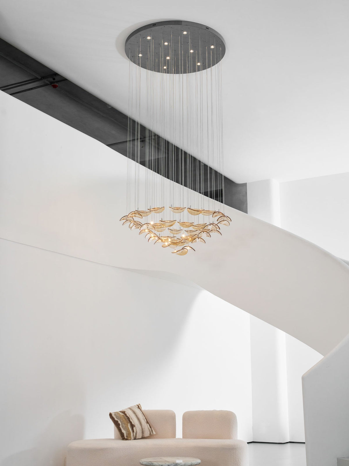 Galaxy Wave Floating Leaf Crystal Spiral Chandelier
