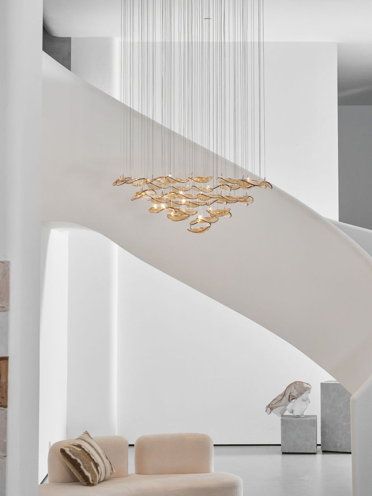 Galaxy Wave Floating Leaf Crystal Spiral Chandelier