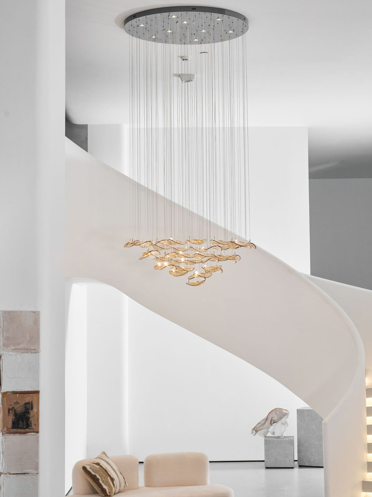 Galaxy Wave Floating Leaf Crystal Spiral Chandelier